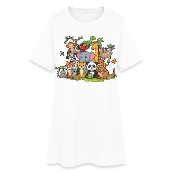 Fête du zoo des animaux mignons Jungle Zoo Anniversaire - Robe T-shirt Femme - blanc - Devant