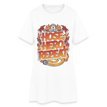 Fire Lieutenant Hose Hero Repeat Fire Department - Women’s T-Shirt Dress - white - Front