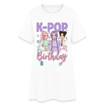 K-Pop Birthday Crew - Frauen T-Shirt-Kleid - Weiß - Vorne