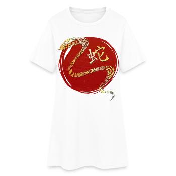 Schlange Chinesisches Tierkreiszeichen Horoskop - Frauen T-Shirt-Kleid - Weiß - Vorne