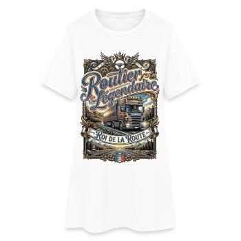 Routier chauffeur poids lourd camion route vintage - Robe T-shirt Femme - blanc - Devant