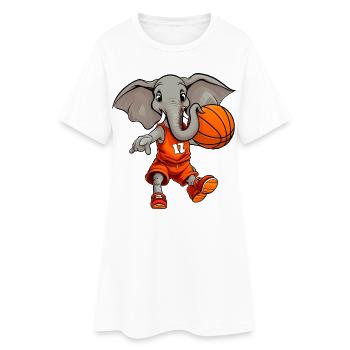 Basketball Elephants - Women’s T-Shirt Dress - white - Front