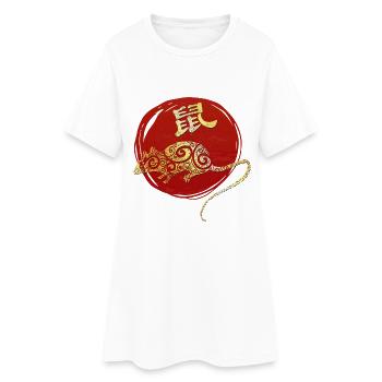 Ratte Chinesisches Tierkreiszeichen Horoskop - Frauen T-Shirt-Kleid - Weiß - Vorne