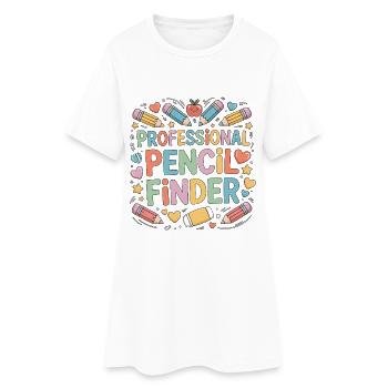 Enseignant professionnel du crayon en primaire - Robe T-shirt Femme - blanc - Devant