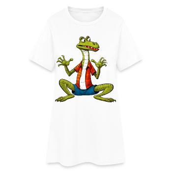 Lézard Yogi - Robe T-shirt Femme - blanc - Devant