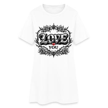 Love Gothic Heart avec des roses en look tatoué - Robe T-shirt Femme - blanc - Devant