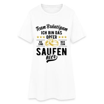 JGA Team Bräutigam Ich bin das Opfer - Bier saufen - Frauen T-Shirt-Kleid - Weiß - Vorne