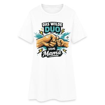 Das wilde Duo von Mama Mutter Kind Power Papa - Frauen T-Shirt-Kleid - Weiß - Vorne