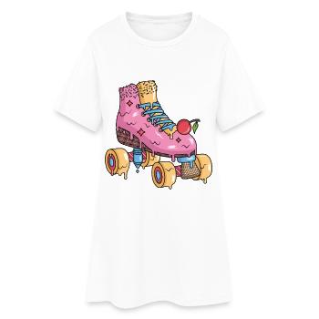 Rollschuhe Eiscreme Roller Skates Rollschuh - Frauen T-Shirt-Kleid - Weiß - Vorne