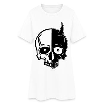 Crâne et démon yin et yang - Robe T-shirt Femme - blanc - Devant