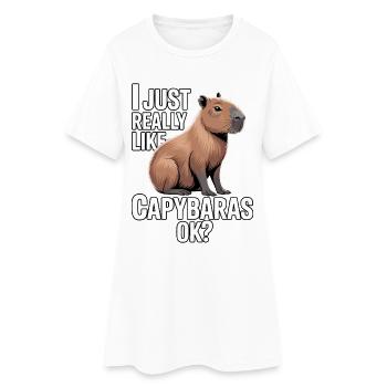 Capybara, j’aime vraiment les capybaras - Robe T-shirt Femme - blanc - Devant