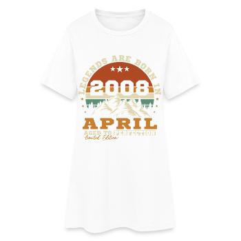 Avril 2008 Vintage Cadeau D'anniversaire - Robe T-shirt Femme - blanc - Devant