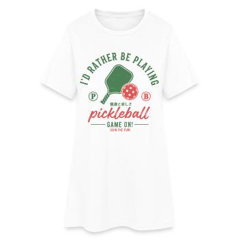 Joueur drôle de pickleball jouant au terrain de pickleball - Robe T-shirt Femme - blanc - Devant