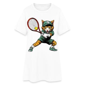Chat de tennis - Robe T-shirt Femme - blanc - Devant