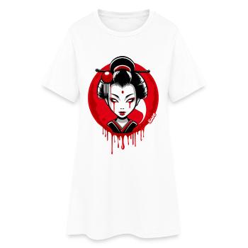 Geisha, Nuit Lune - Robe T-shirt Femme - blanc - Devant