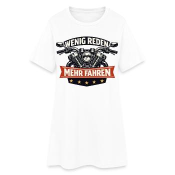 Wenig reden mehr fahren Motorrad Vintage - Frauen T-Shirt-Kleid - Weiß - Vorne