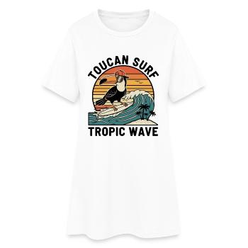 Toucan Surf Tropic Wave Ocean Vibes - Frauen T-Shirt-Kleid - Weiß - Vorne