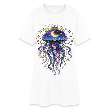 Méduse galaxie cosmique lune et étoiles - Robe T-shirt Femme - blanc - Devant