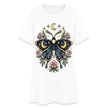 Himmlischer Schmetterling Mondblüten Sterne - Frauen T-Shirt-Kleid - Weiß - Vorne