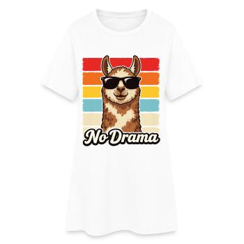 No Drama Lunettes de soleil rétro Alpaga Drôle - Robe T-shirt Femme - blanc - Devant