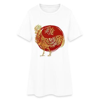 Hahn Chinesisches Tierkreiszeichen Horoskop - Frauen T-Shirt-Kleid - Weiß - Vorne