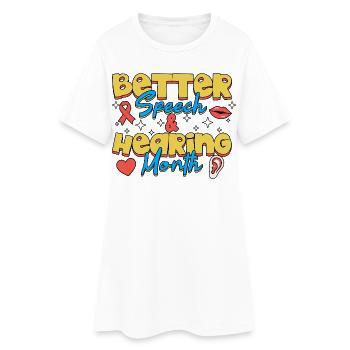 Sensibilisation au Mois de la meilleure parole et de l’audition des orthophonistes - Robe T-shirt Femme - blanc - Devant