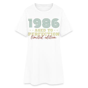 1986 Vintage Retro Geburtstagsgeschenk - Frauen T-Shirt-Kleid - Weiß - Vorne