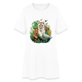 Magie animale de la jungle : Tigre dans la forêt tropicale - Robe T-shirt Femme - blanc - Devant