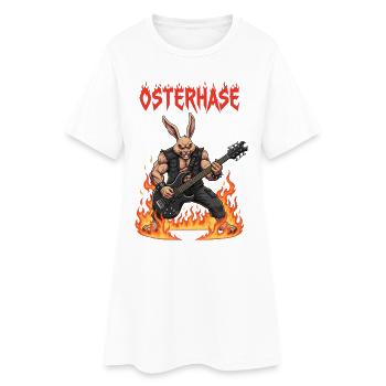 Heavy Metal Osterhase Rocker Ostern Hardcore Hase - Frauen T-Shirt-Kleid - Weiß - Vorne