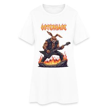 Heavy Metal Easter Bunny Rocker Easter Hardcore Bunny - Women’s T-Shirt Dress - white - Front