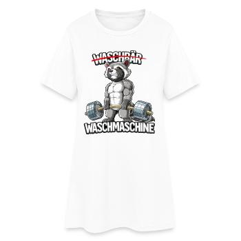 Waschbär Waschmaschine - Frauen T-Shirt-Kleid - Weiß - Vorne