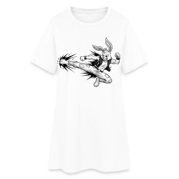 Heavy Metal Easter Bunny Rocker Easter Hardcore Bunny - Women’s T-Shirt Dress - white - Front