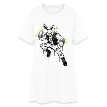Heavy Metal Easter Bunny Rocker Easter Hardcore Bunny - Women’s T-Shirt Dress - white - Front