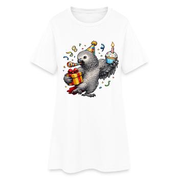 African grey parrot birthday - Women’s T-Shirt Dress - white - Front