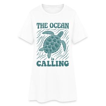 The Ocean is Calling Shirt Turtle Sea Summer - Women’s T-Shirt Dress - white - Front