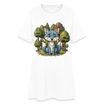 Forêt triste animale du renard bleu - Robe T-shirt Femme - blanc - Devant
