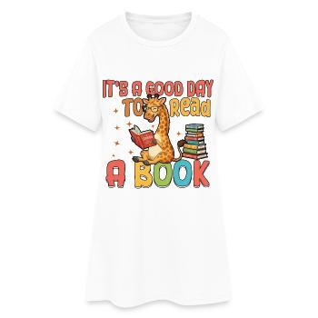 C’est un bon jour pour lire un livre Amoureux des romans girafes - Robe T-shirt Femme - blanc - Devant