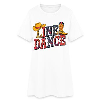 Line Dance Western Illustration - Frauen T-Shirt-Kleid - Weiß - Vorne