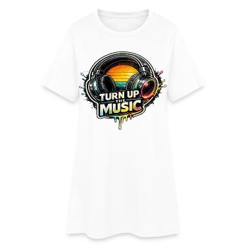 MONTE LE VOLUME DE LA MUSIQUE Casque Motif musical rétro - Robe T-shirt Femme - blanc - Devant