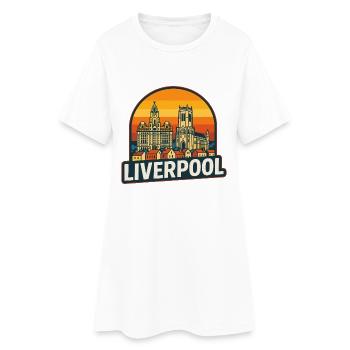 Design rétro de coucher de soleil de Liverpool Skyline vintage - Robe T-shirt Femme - blanc - Devant