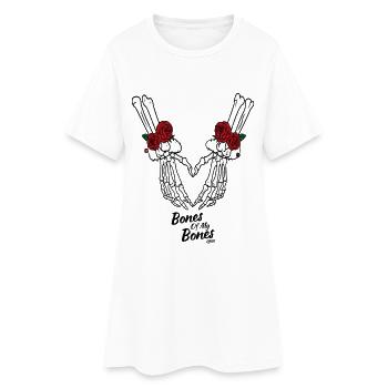 Cœur de squelette avec des roses - Robe T-shirt Femme - blanc - Devant