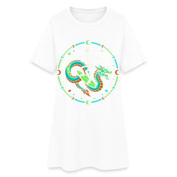 Cosmic Skeleton Riding Dragon Wave - Frauen T-Shirt-Kleid - Weiß - Vorne
