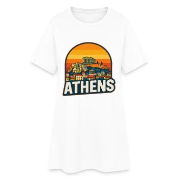 Art rétro du Parthénon du coucher de soleil d’Athènes - Robe T-shirt Femme - blanc - Devant