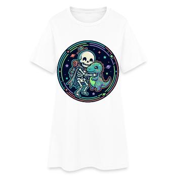 Motif Cosmique de Squelette et Dino - Robe T-shirt Femme - blanc - Devant