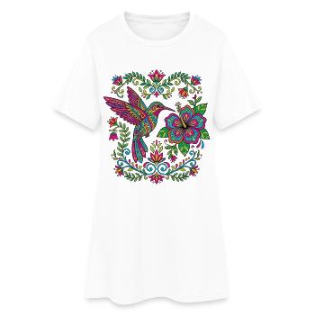 Fleurs Alebrije Colibri mexicain - Robe T-shirt Femme - blanc - Devant