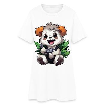 Panda Gamer avec manette - Robe T-shirt Femme - blanc - Devant