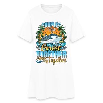 Les couples qui croisent en voyage de vacances en famille en croisière - Robe T-shirt Femme - blanc - Devant