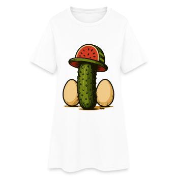 Wassermelonenhut-Kaktus EGG Duo - Frauen T-Shirt-Kleid - Weiß - Vorne