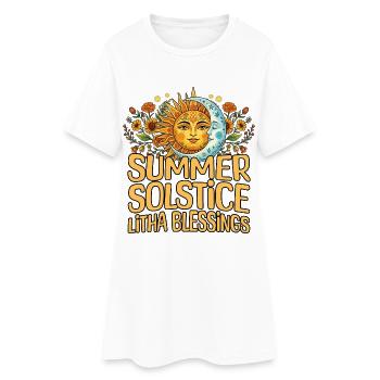 Litha Pagan: Sommersonnenwende, Mittsommer, Mittsommer, Mittsommer. - Frauen T-Shirt-Kleid - Weiß - Vorne