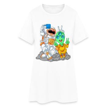 T-shirt selfie d’astronaute extraterrestre - Robe T-shirt Femme - blanc - Devant